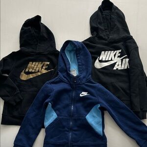Nike Kids' Hoodie Trio - Black, Gold, and Blue
